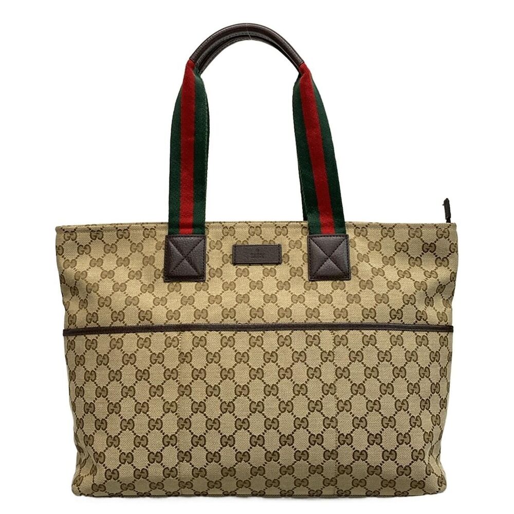 GUCCI GG Sherry Web shoulder bag mothers dark brown beige multi leather